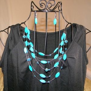 Charming Charlie teal bead/crystal necklace
